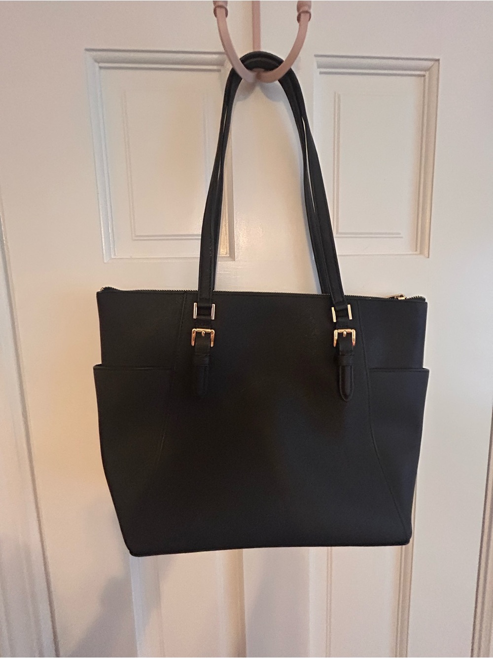 Michael Kors Black Leather Tote with Gold Hardware - Picture 3 of 6